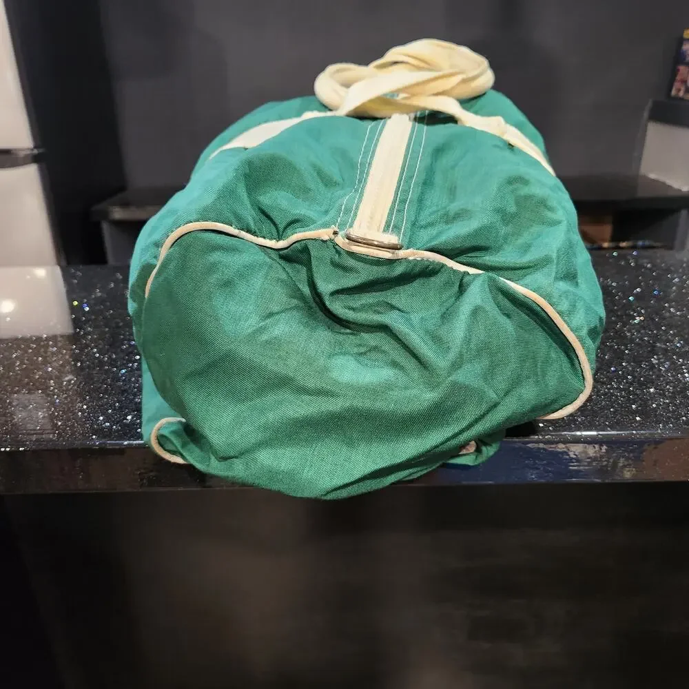 VTG 60s? LL Bean Script Sawtooth Green Duffle Gym Bag Full Zip 1960s USA‎ Made